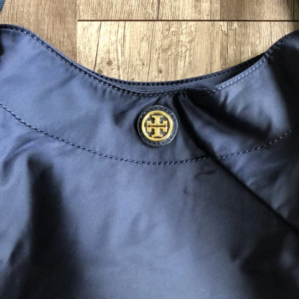 Tory Burch Navy Blue Nylon Cinched Tote Bag - Picture 4 of 14
